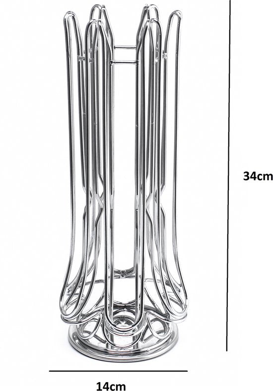 Clever - Nespresso-Kapselhalter - 360° drehbar - 48 Tassen - Tassenhalter - Kaffeetassenhalter - Silber
