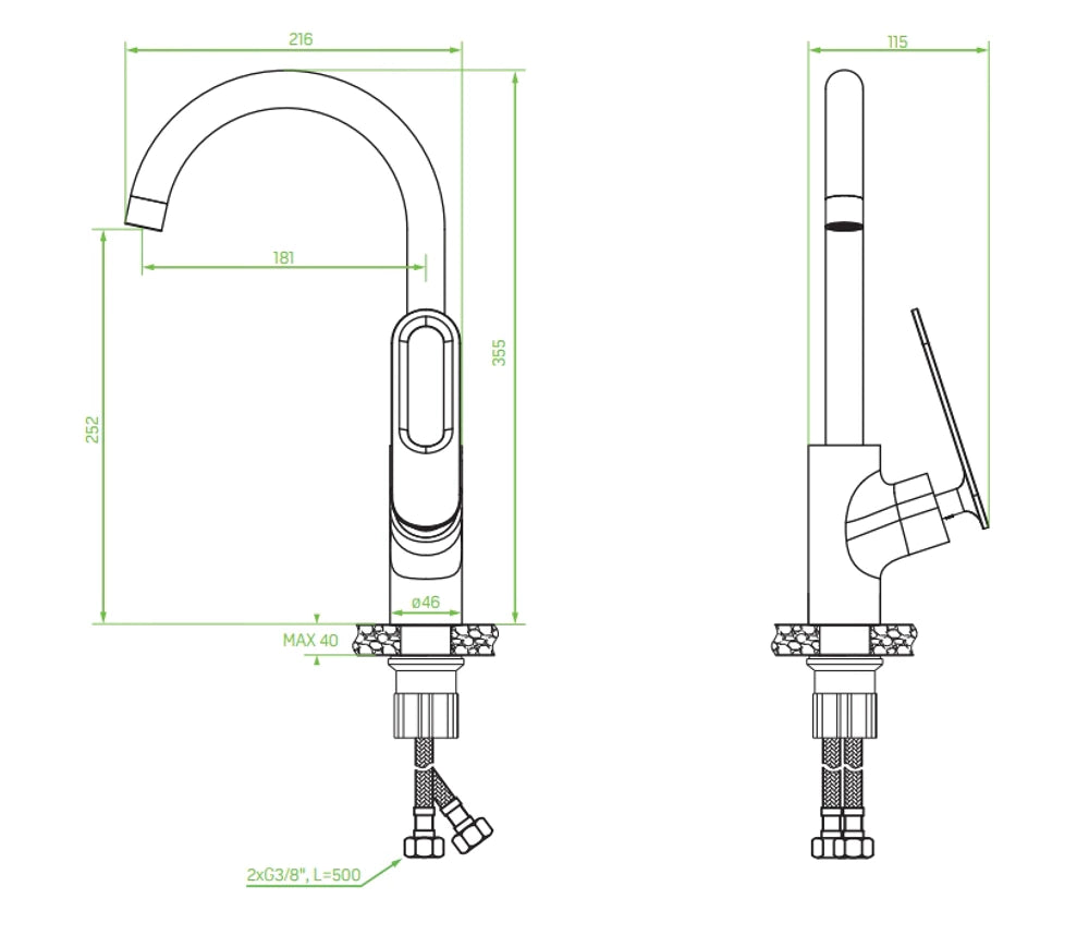Laveo Tierra Wastafelmengkraan met U-uitloop – Roségoud Design met Joystickbediening