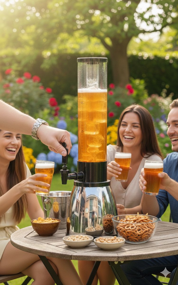 Cheffinger Drankdispenser met IJsblokjesreservoir en Tapkraan - 1,5L - Voor Frisdrank, Water, Sap en Cocktails - Perfect voor Feestjes en BBQ’s