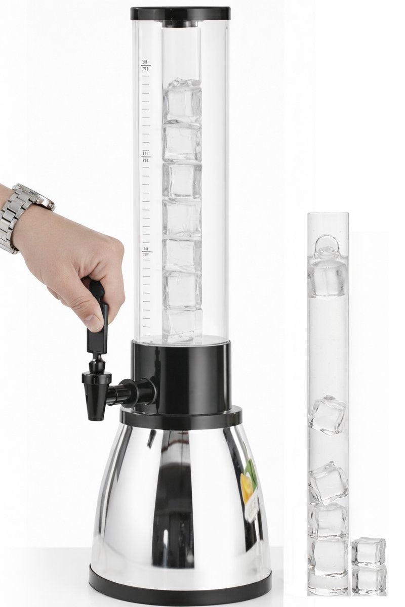 Cheffinger Drankdispenser met IJsblokjesreservoir en Tapkraan - 3L - Voor Frisdrank, Water, Sap en Cocktails - Perfect voor Feestjes en BBQ’s