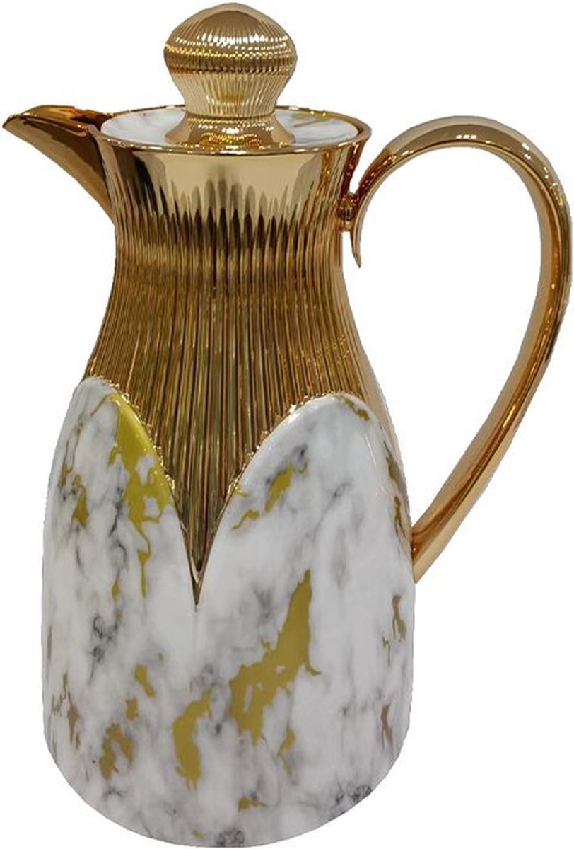 Cinar Thermoskan - 1L - Wit Marmer/Goud