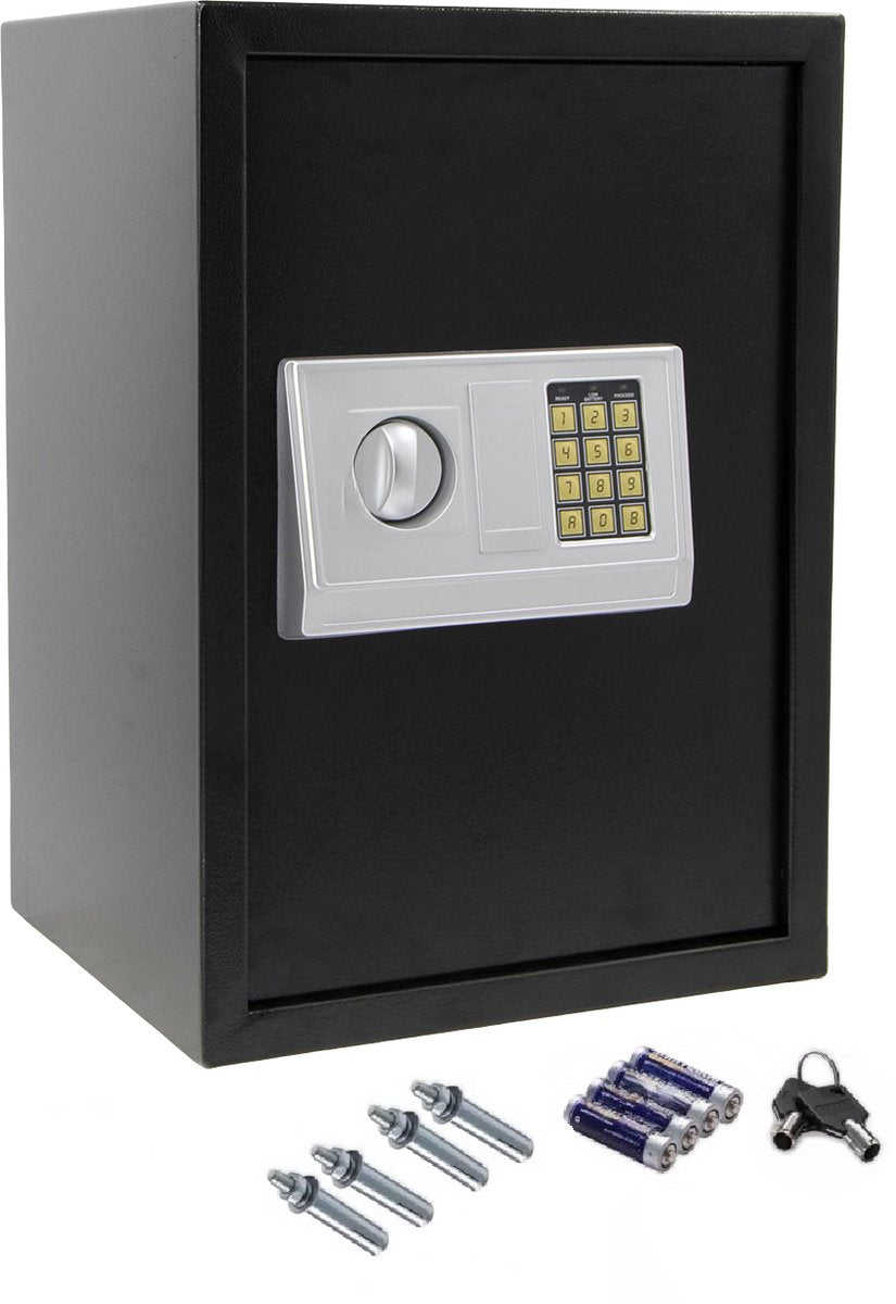 Stark's Kluis - Elektronisch Cijferslot en Noodsleutel - Geldkluis - Sieradenkluis - 30x35x50cm - Zwart