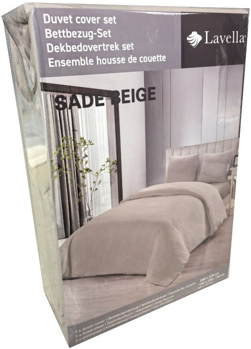 Lavella Sade Dekbedovertrek Set 4-delig - Beige - 240x220cm