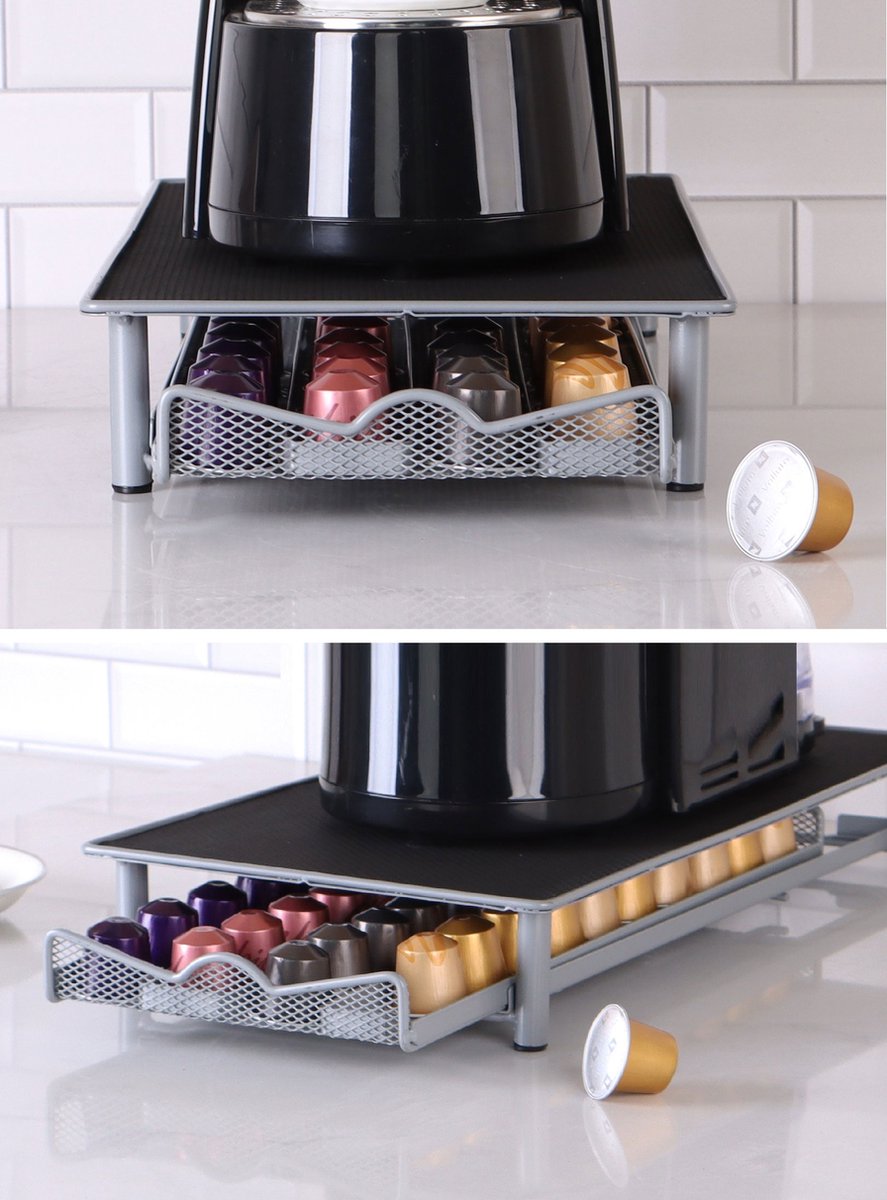 Cheffinger - Nespresso Capsulehouder met Lade - 40 Cups - Cuphouder - Espresso Koffie Pad en Cups Houder - Zwart