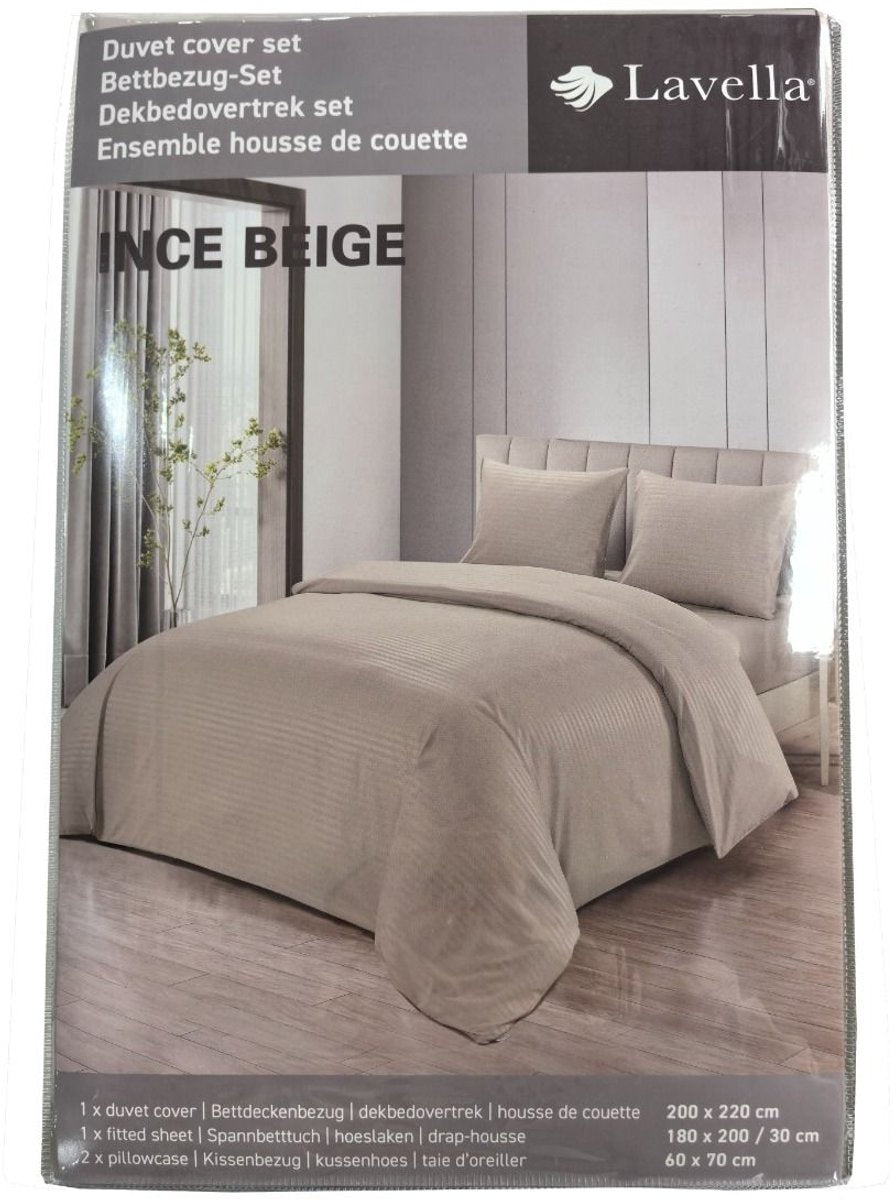 Lavella Ince Dekbedovertrek Set 4-delig - Beige - 200x220cm