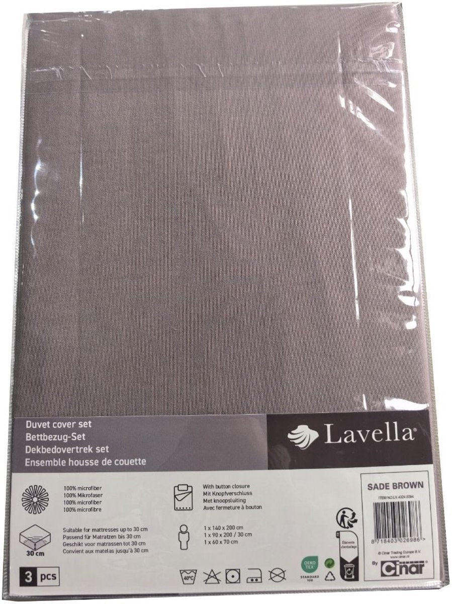 Lavella Sade Dekbedovertrek Set 4-delig - Bruin - 240x220cm