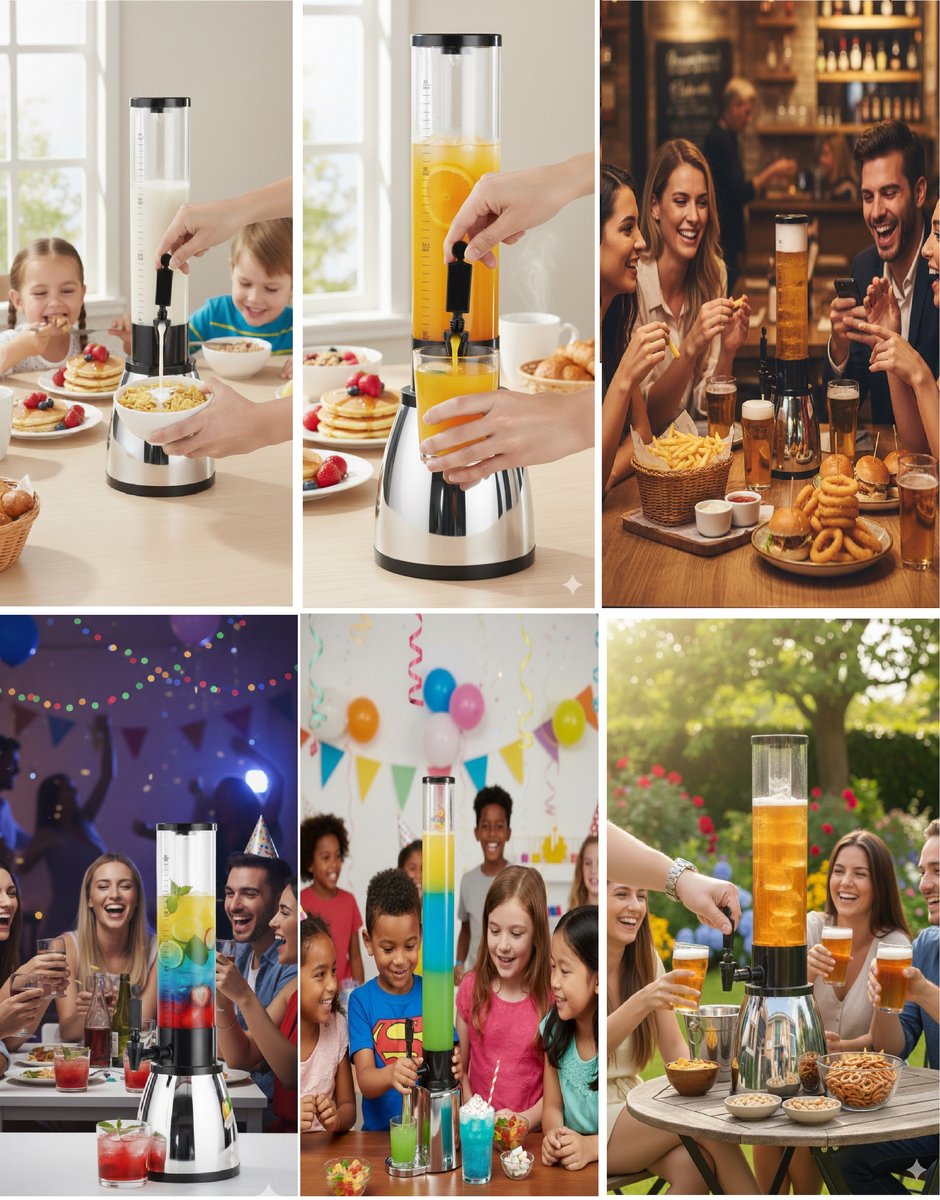 Cheffinger Drankdispenser met IJsblokjesreservoir en Tapkraan - 3L - Voor Frisdrank, Water, Sap en Cocktails - Perfect voor Feestjes en BBQ’s