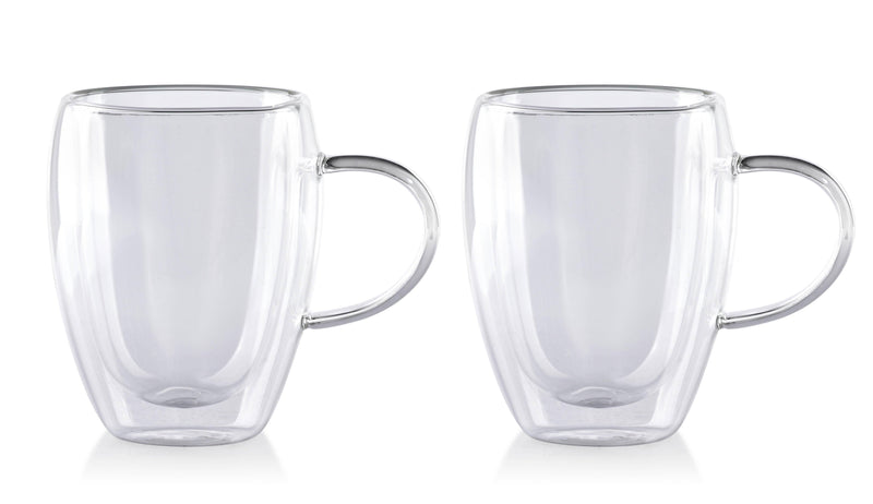 Dubbelwandige Glazen met Oor - 350 ml - Set van 6 - Koffieglazen - Theeglas - Cappuccino Glazen - Latte Macchiato Glazen - Glas - TEKZEN