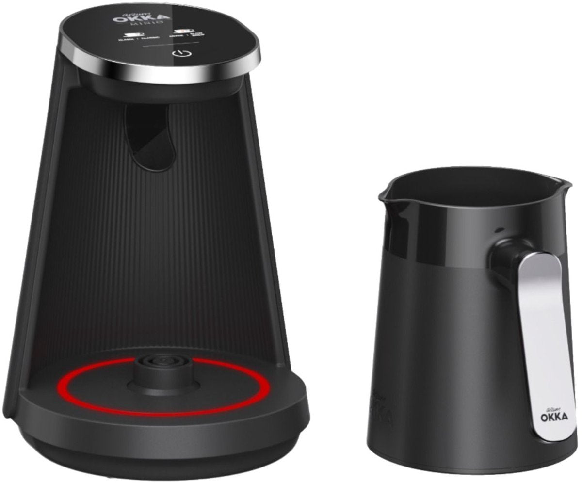 Arzum OKKA New Minio Jet 2 - Turks Koffiezetapparaat - Zwart/Chroom - Dubbelzijdige Koffiepot - 1-4 kopjes - 400W