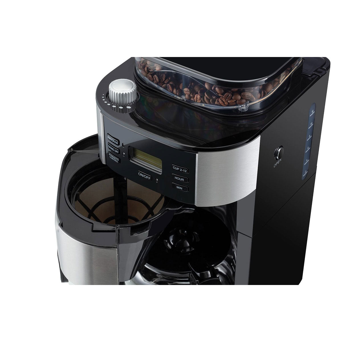 Arzum Brewtime Fresh Grind - Zilver/Zwart - Filterkoffiezetapparaat - Geïntegreerde koffiemolen - 1050W - 1.5 L