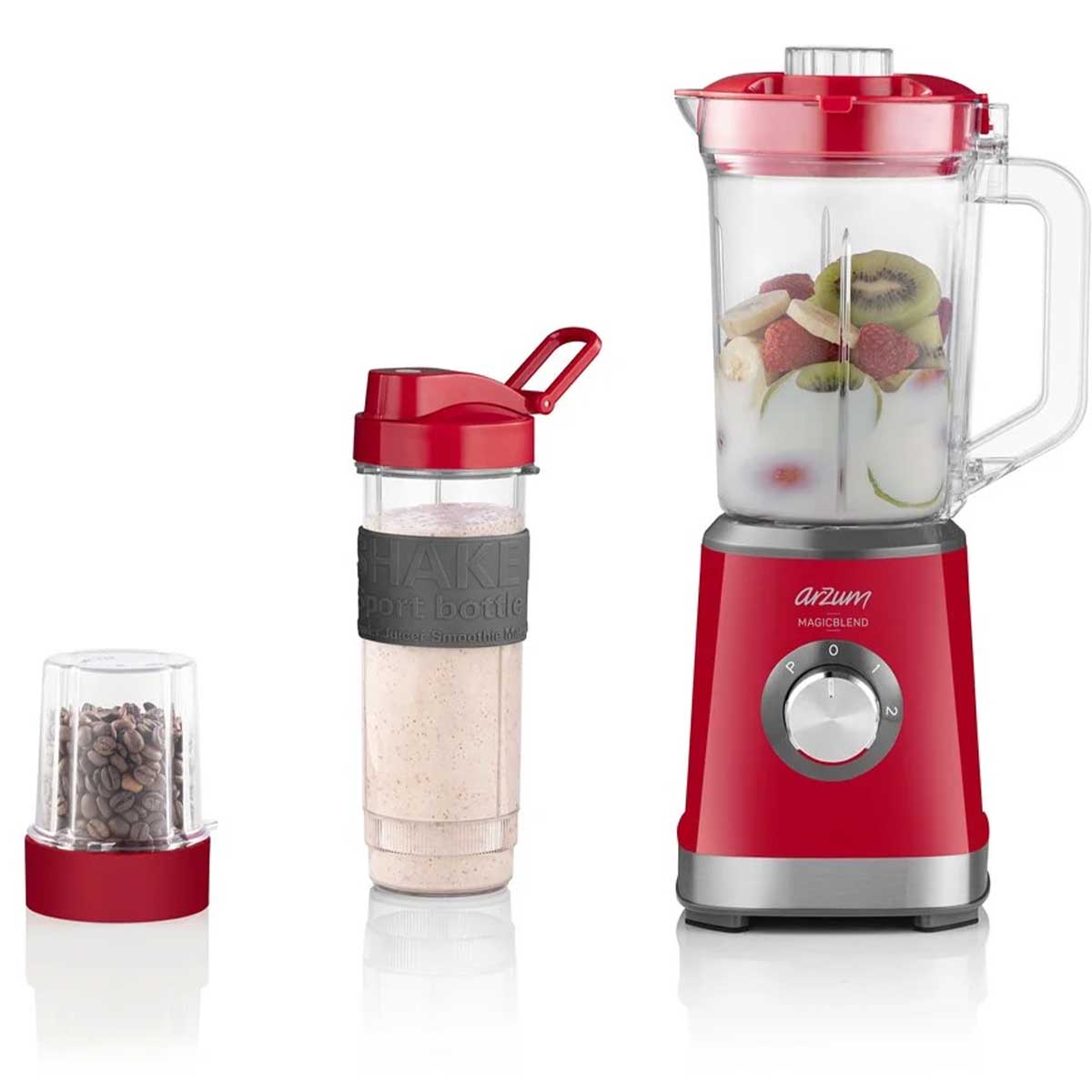 Arzum Magicblend Blender - Rood - 1000W - Glazen kan - 1,2L