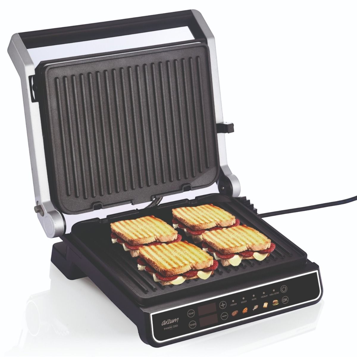 Arzum Panini Digi Grill & Sandwichmaker - Inox - Zilver - 2000W