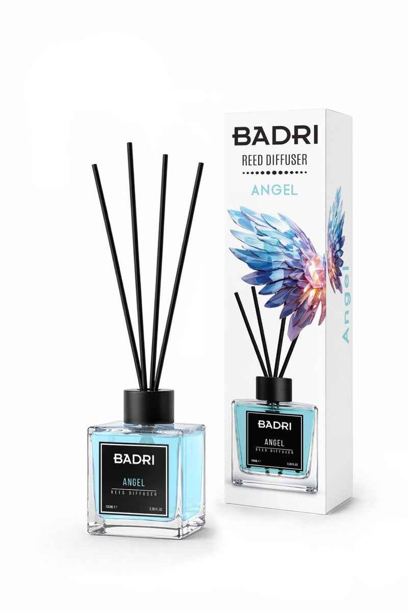 BADRI Geurstokjes Angel 100ML - Luxe Reed Diffuser met Frisse & Zachte Geur voor Woonkamer & Badkamer
