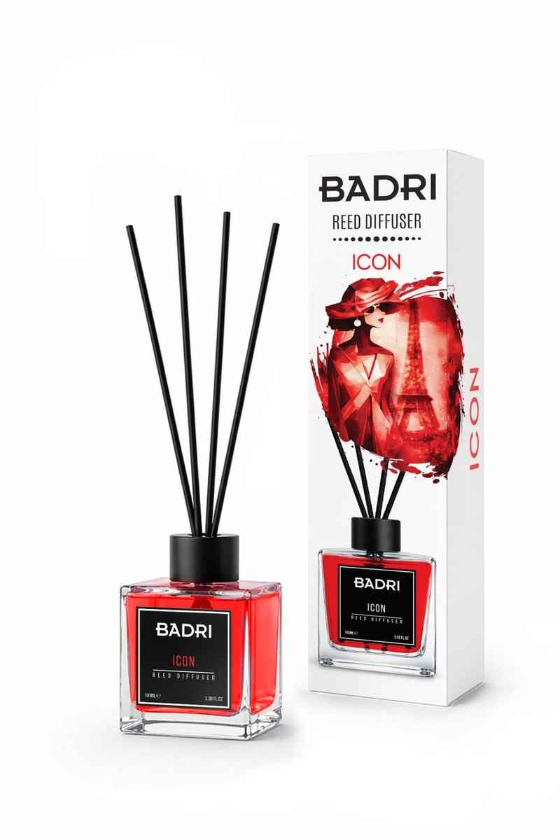 BADRI Geurstokjes Icon 100ML - Luxe Reed Diffuser met Verleidelijke Geur voor Woonkamer & Badkamer