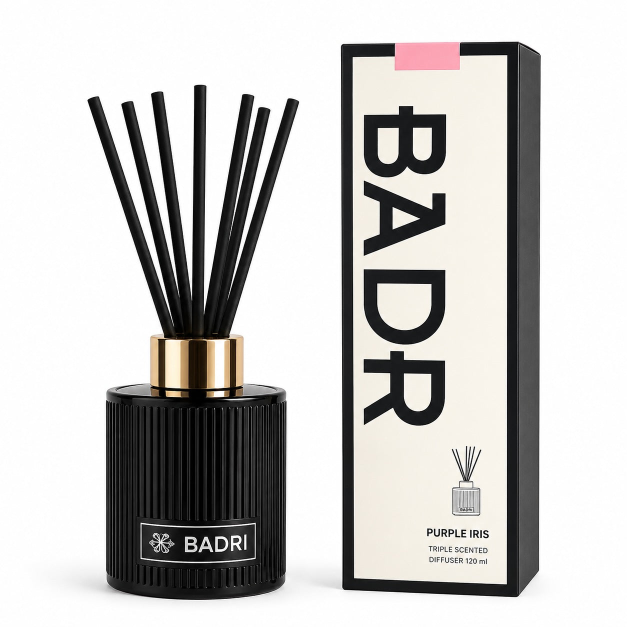 BADRI Geurstokjes Purple Iris 120ML - Luxe Reed Diffuser - Geur voor Woonkamer & Badkamer