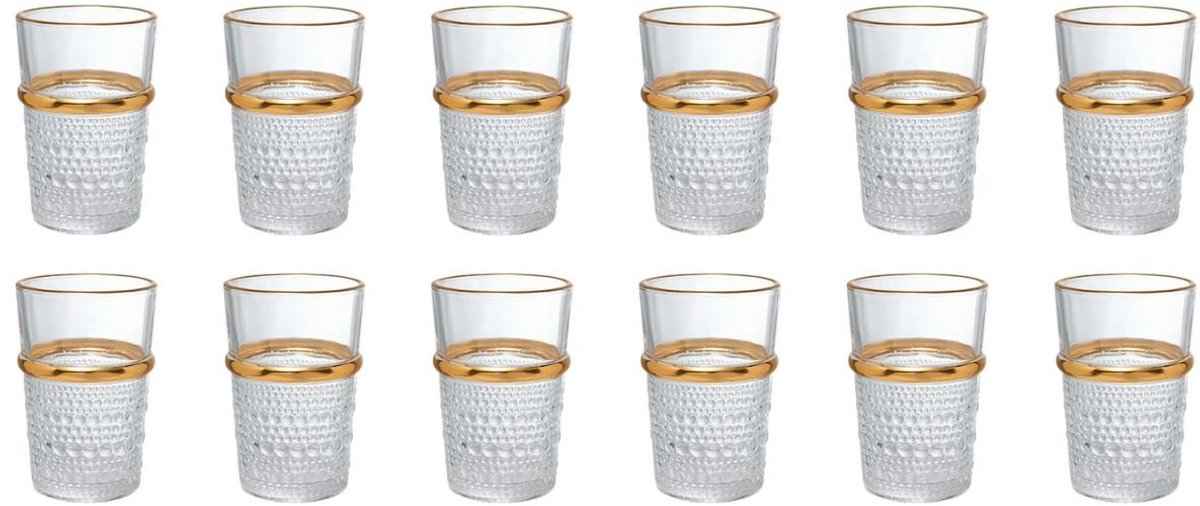 Bricard Fariza Glazenset - Goud - 12-delig - 200ml - Marokkaanse Theeglazen