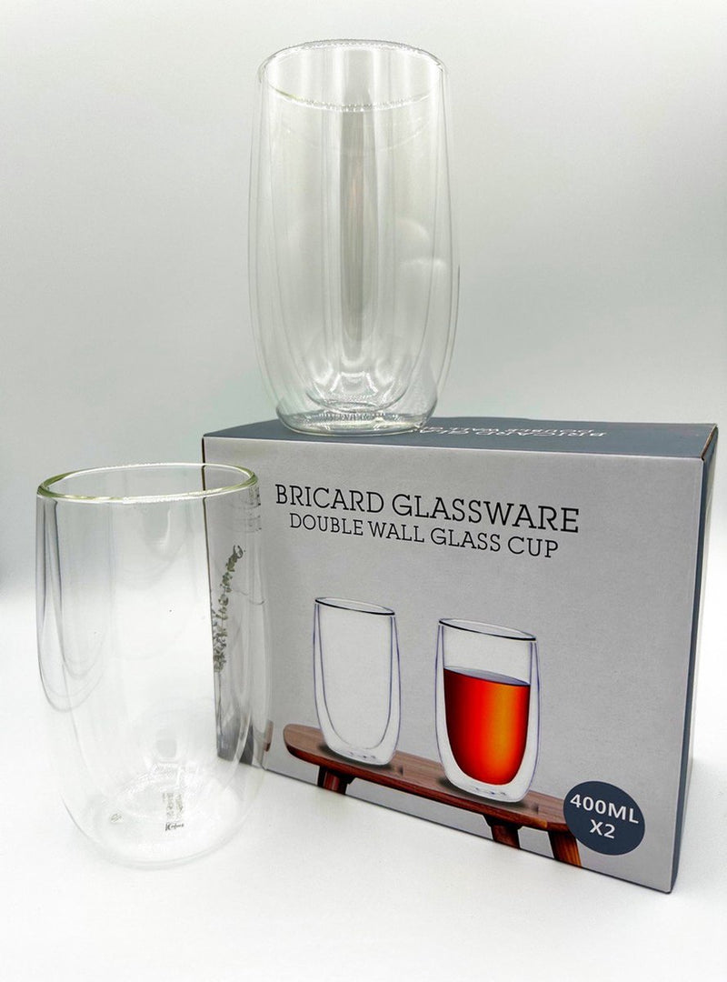 Bricard Glassware Doppelwandige Gläser – 2 Stück – 400 ml – Kaffeegläser – Latte Macchiato-Gläser