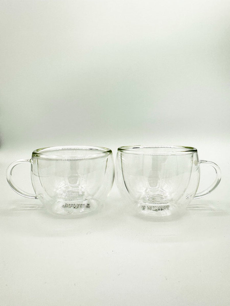 Bricard Glassware Dubbelwandige Glazen met Schotel - 80ml - Set van 2 - Koffieglas - Koffieglazen en onderzetters