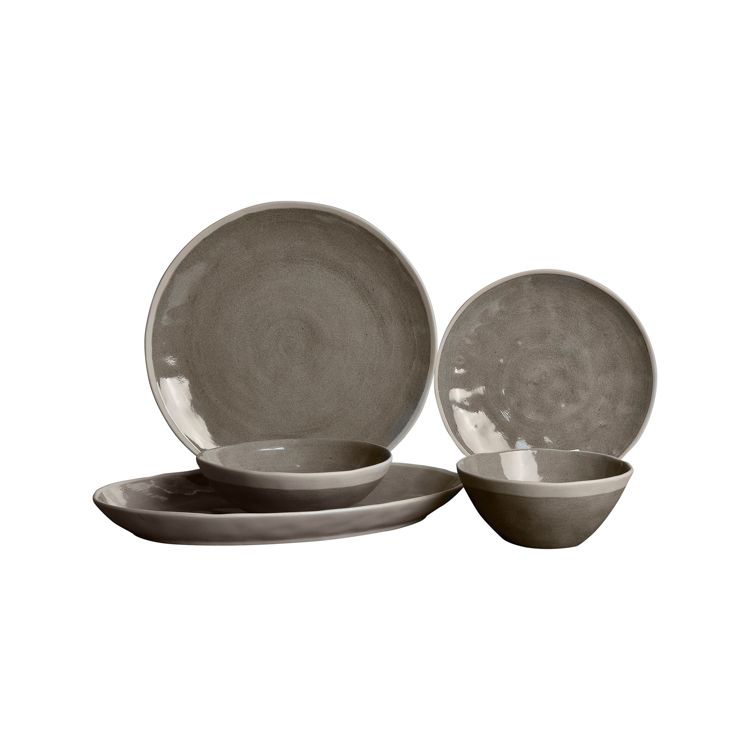 Bricard Albi - Porseleinen Serviesset Set - Dinner Set– 25-delig – 6 Persoons – Donkergrijs