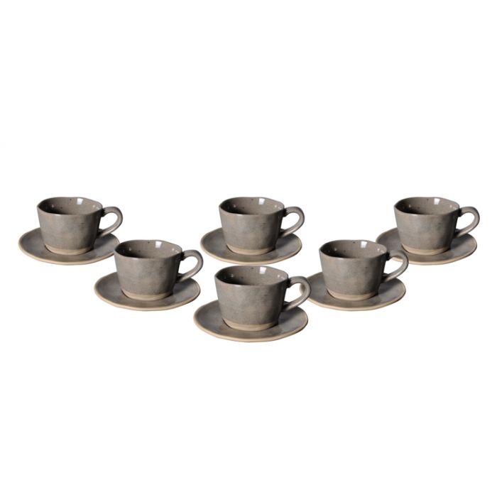 Bricard Albi Espressoset - 12-delig - Keramiek - 100ml - Donkergrijs