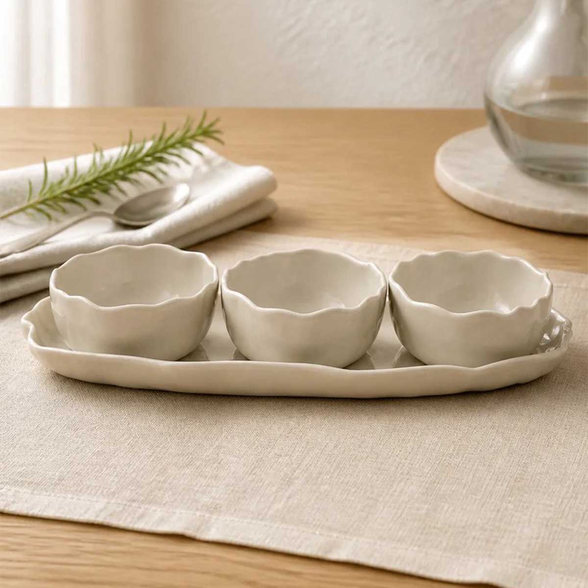 Bricard Angles - Schaaltjes Set - 4-delig - Taupe - 4-delig - Porselein