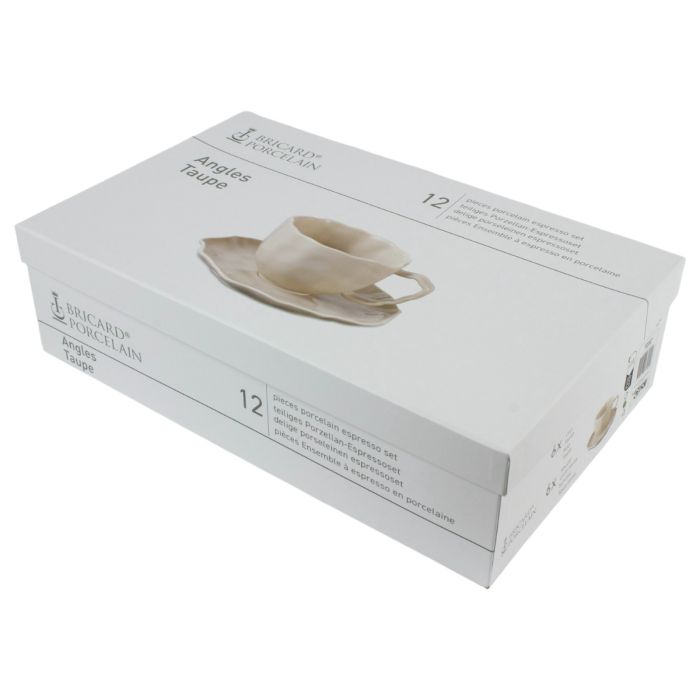 Bricard Angles Espressoset - 12-delig - Taupe - 125ml - Porselein - Kleine Koffiekopjes