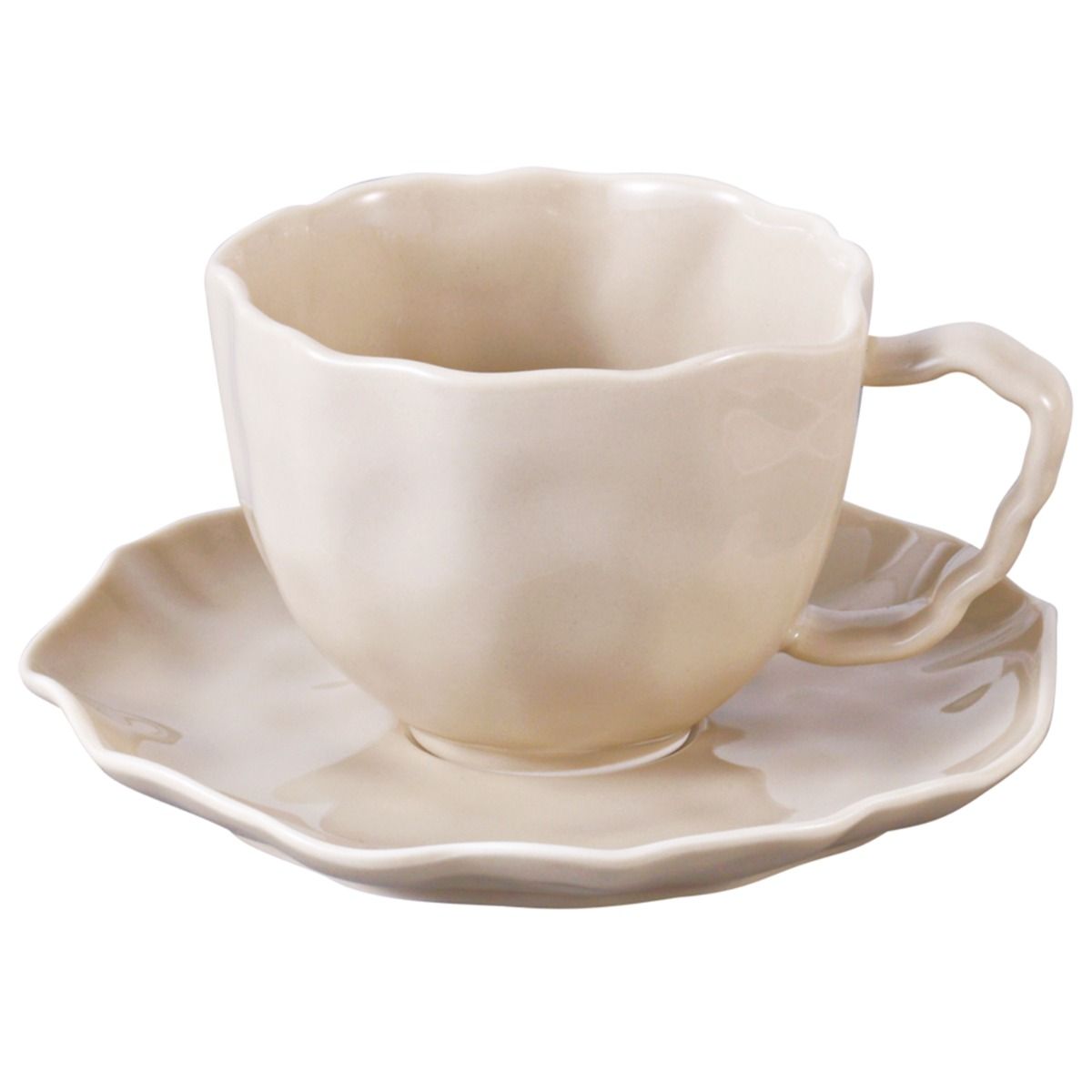 Bricard Angles Koffieset - 12-delig - Taupe - 225ml - Porselein - Koffiekopjes