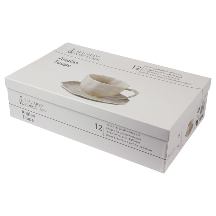 Bricard Angles Koffieset - 12-delig - Taupe - 225ml - Porselein - Koffiekopjes