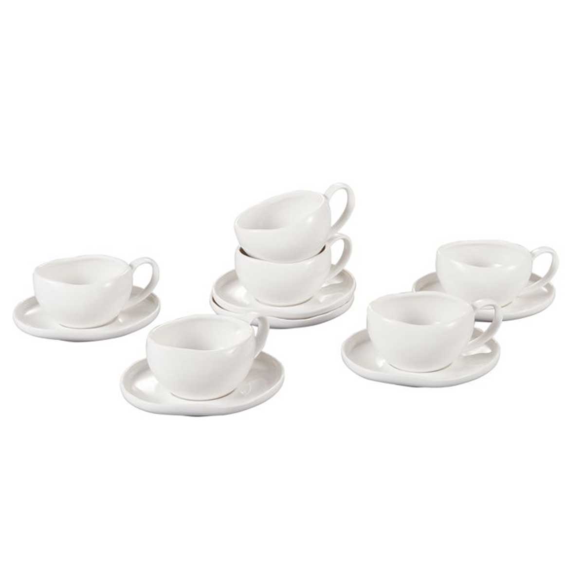Bricard Barles Koffieset - 12-delig - Wit - 225ml - Porselein - Koffiekopjes