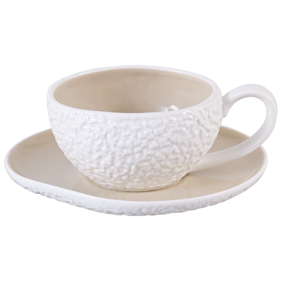Bricard Barles Stone Koffieset - 12-delig - Wit/Taupe - 225ml - Porselein - Koffiekopjes