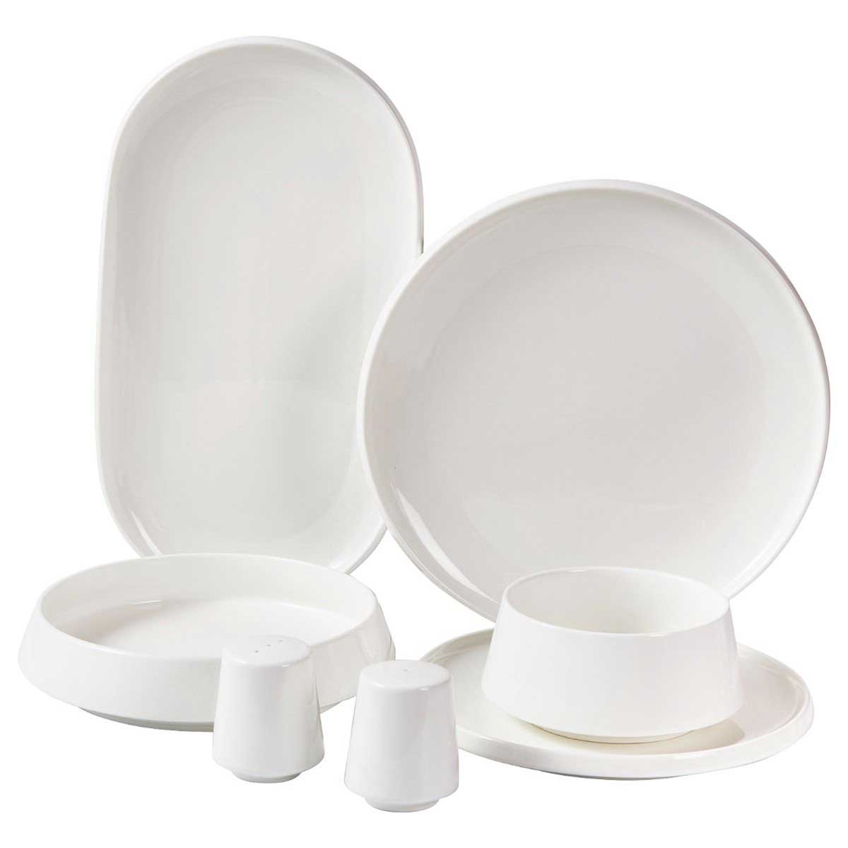 Bricard Bellon - Porseleinen Serviesset Set - Dinner Set - 27-delig - 6-Persoons - Wit/Reliëf