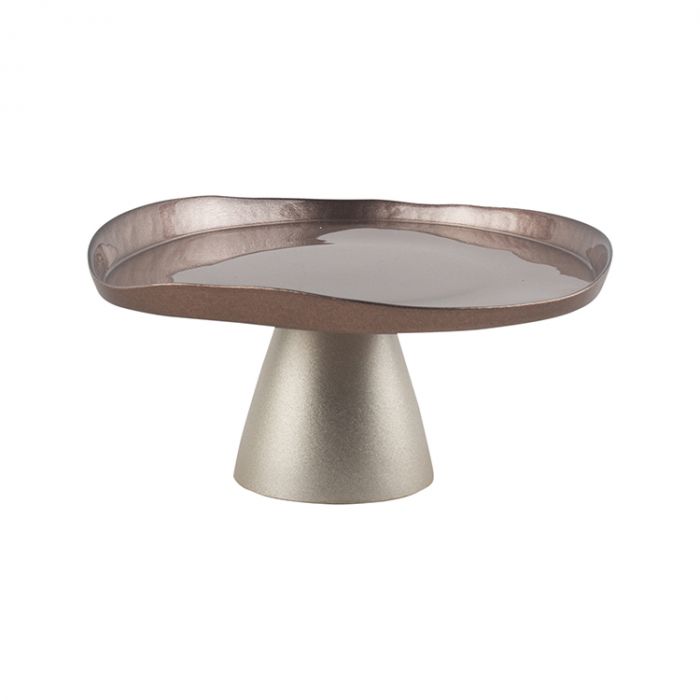 Bricard Bodrum Patisseriebord op Voet - 32cm - Taupe/Champagne - Taartplateau