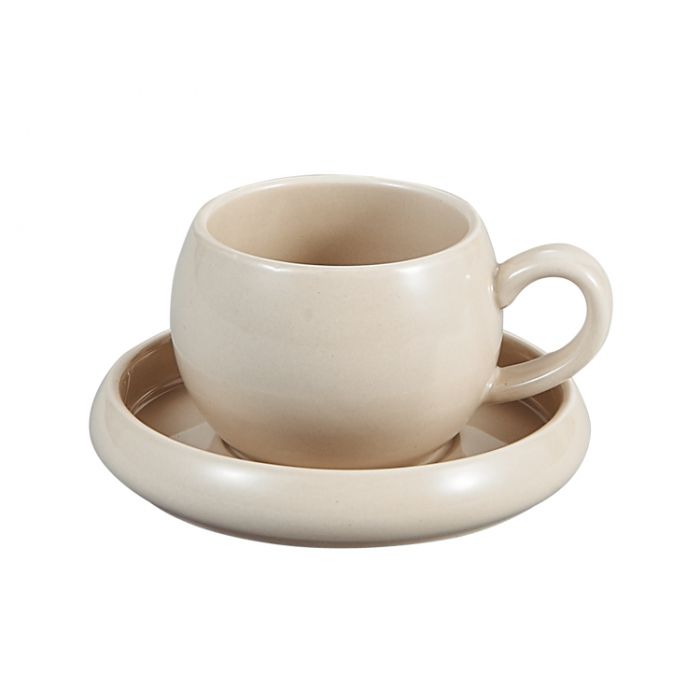 Bricard Bondy Espressoset - 4-delig Taupe - 125ml - Porselein - Koffiekopjes
