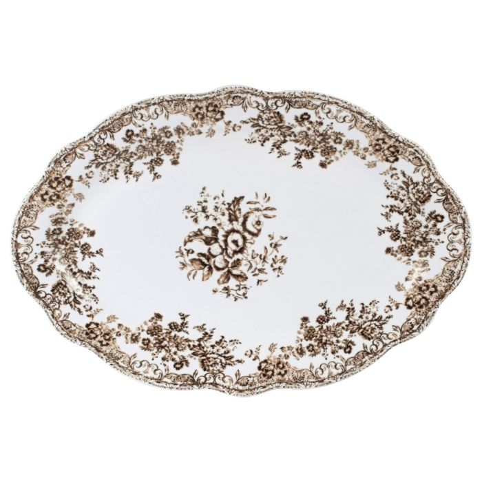 Bricard Fleury - Vintage Serviesset - 25-delig - 6-Persoons - Bruin/Wit - Dinner Set - Porselein