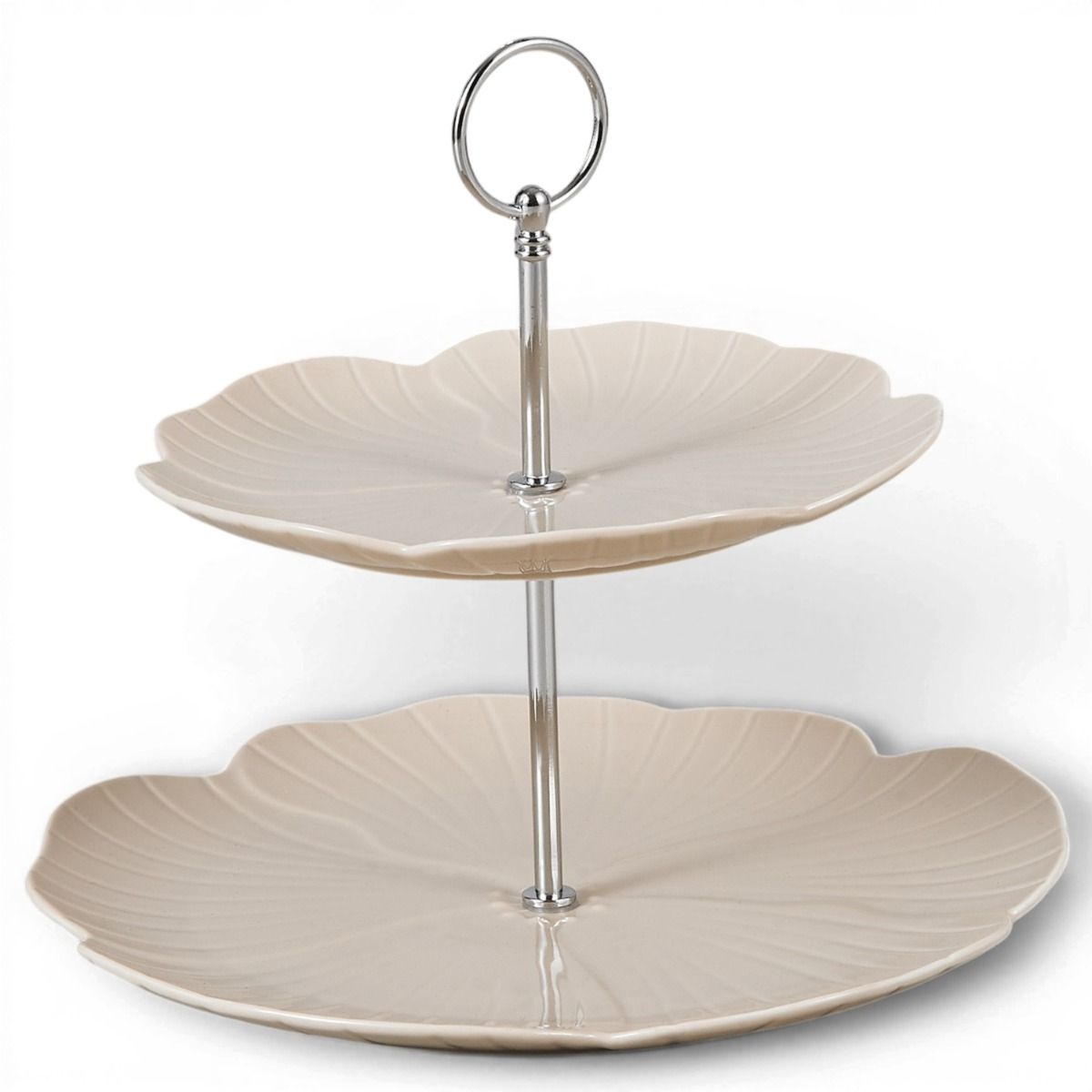 Bricard Florange Etagère - 2-Laags - Porselein - Taupe - Ø20-27 x 23 cm