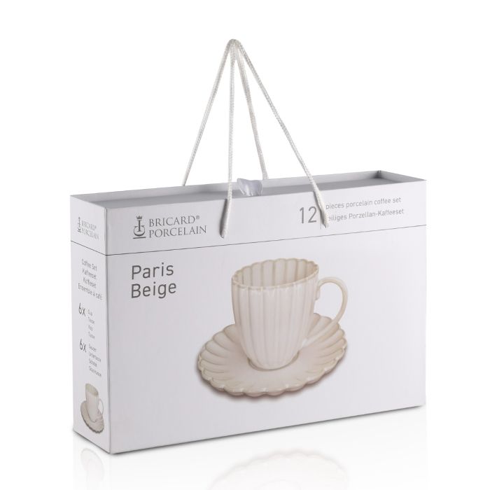 Bricard Paris Koffieset - 12-delig - Beige - 275ml - Porselein - Koffiekopjes