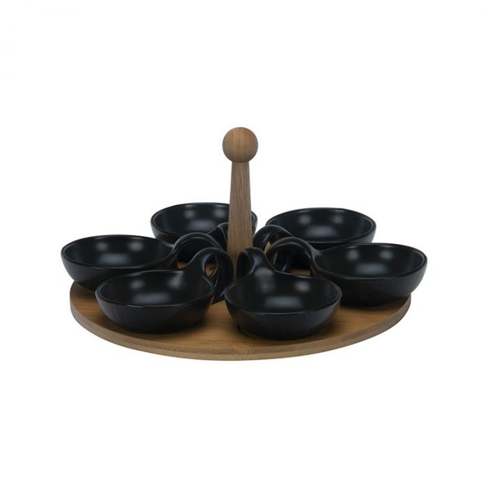 Bricard Snackschalen Set - 7-delig - Bamboe - Zwart
