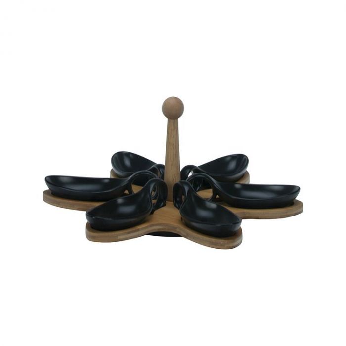 Bricard Snackschalen Set - 7-delig - Bamboe - Zwart
