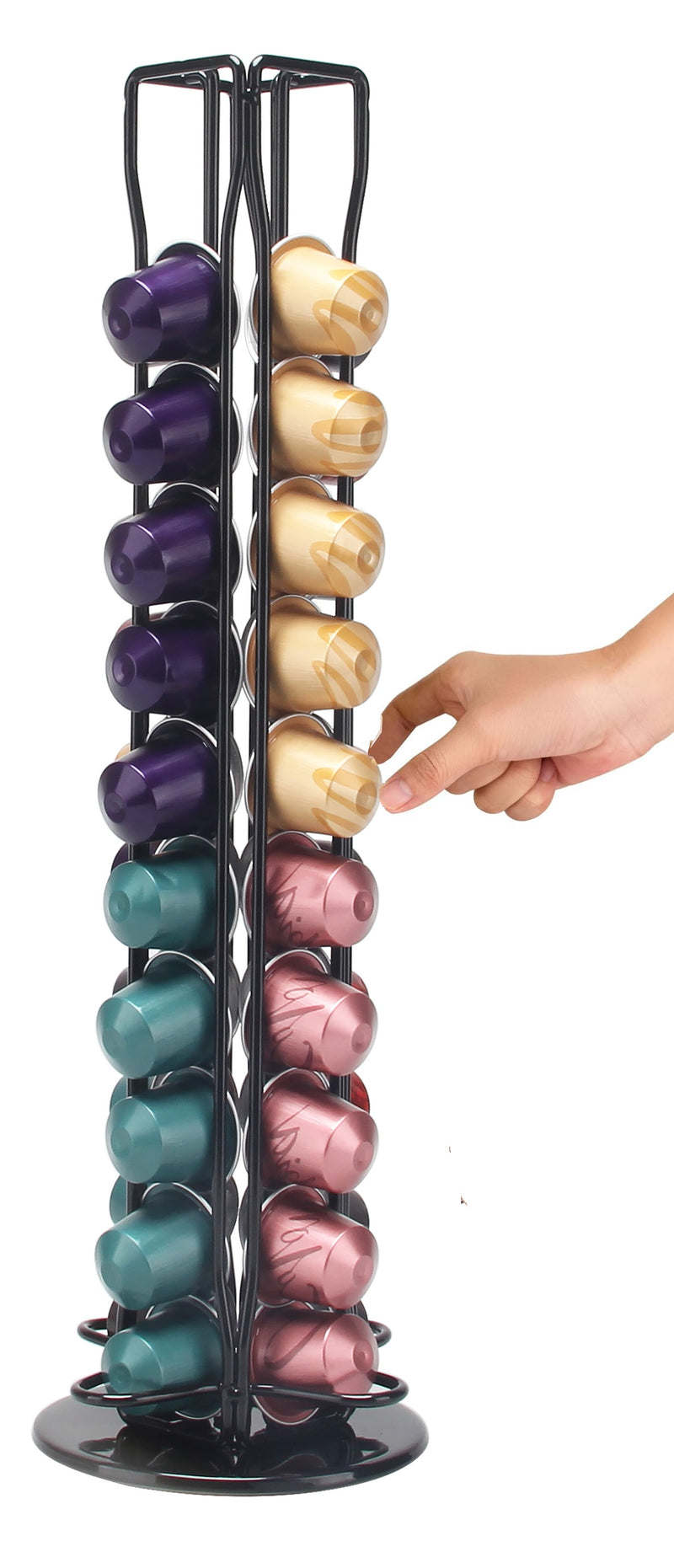 Clever - Nespresso Capsule Holder - 360° rotatable - 40 Cups - Cup Holder - Coffee Cup Holder - Black