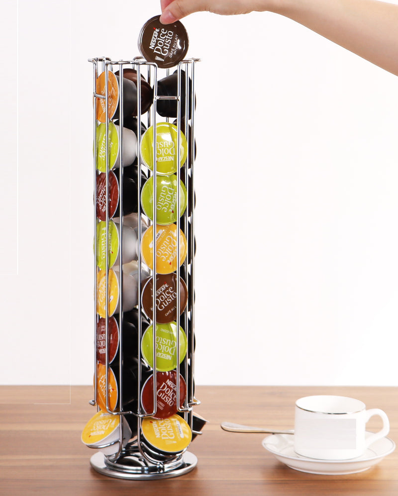 Clever - Dolce Gusto Capsule Holder - 360° rotatable - 32 Cups - Cup Holder - Coffee Cup Holder - Silver