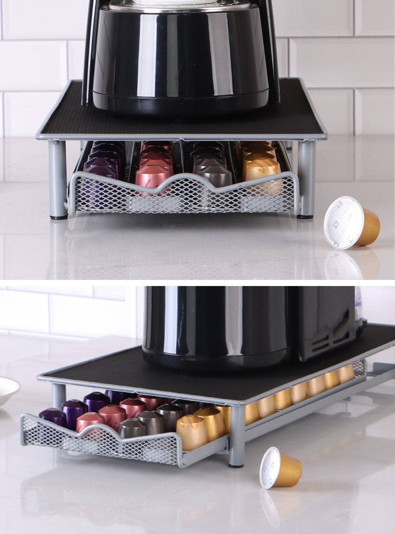 Clever - Nespresso Capsule Holder with Tray - 40 Cups - Cup Holder - Espresso Coffee Pad and Cup Holder - Black