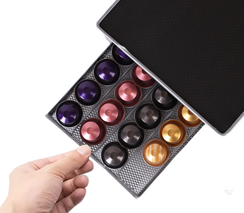 Clever - Nespresso Capsule Holder with Tray - 40 Cups - Cup Holder - Espresso Coffee Pad and Cup Holder - Black