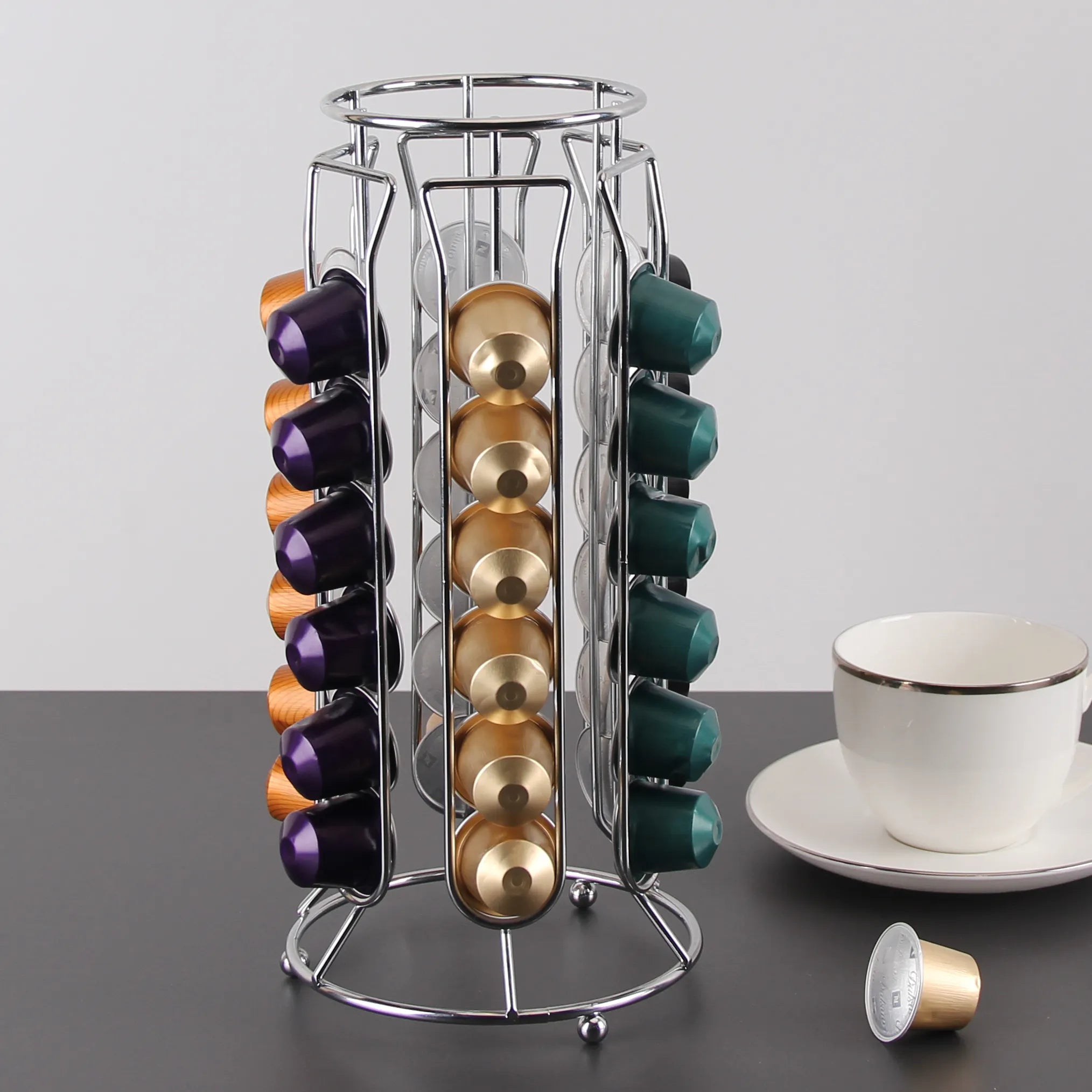 Cheffinger - Nespresso Capsulehouder - 36 Cups - Cuphouder - Koffiecups Houder - Zilver