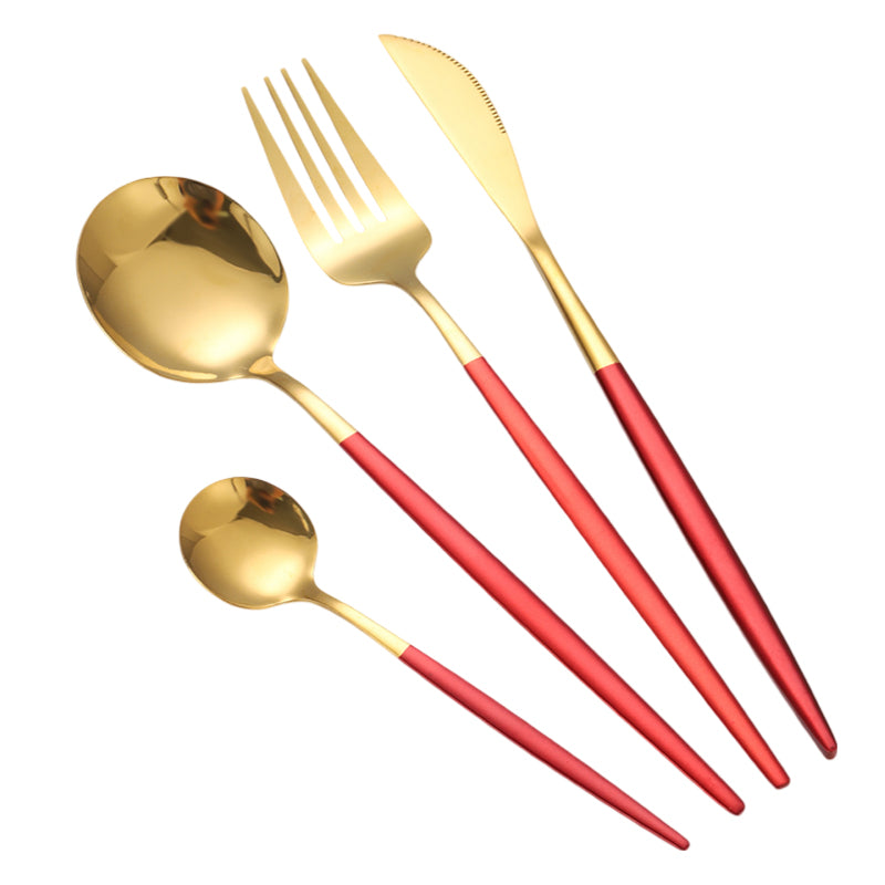 Cheffinger Bestekset - 24-delig - Goud/Rood - Voor 6 Personen