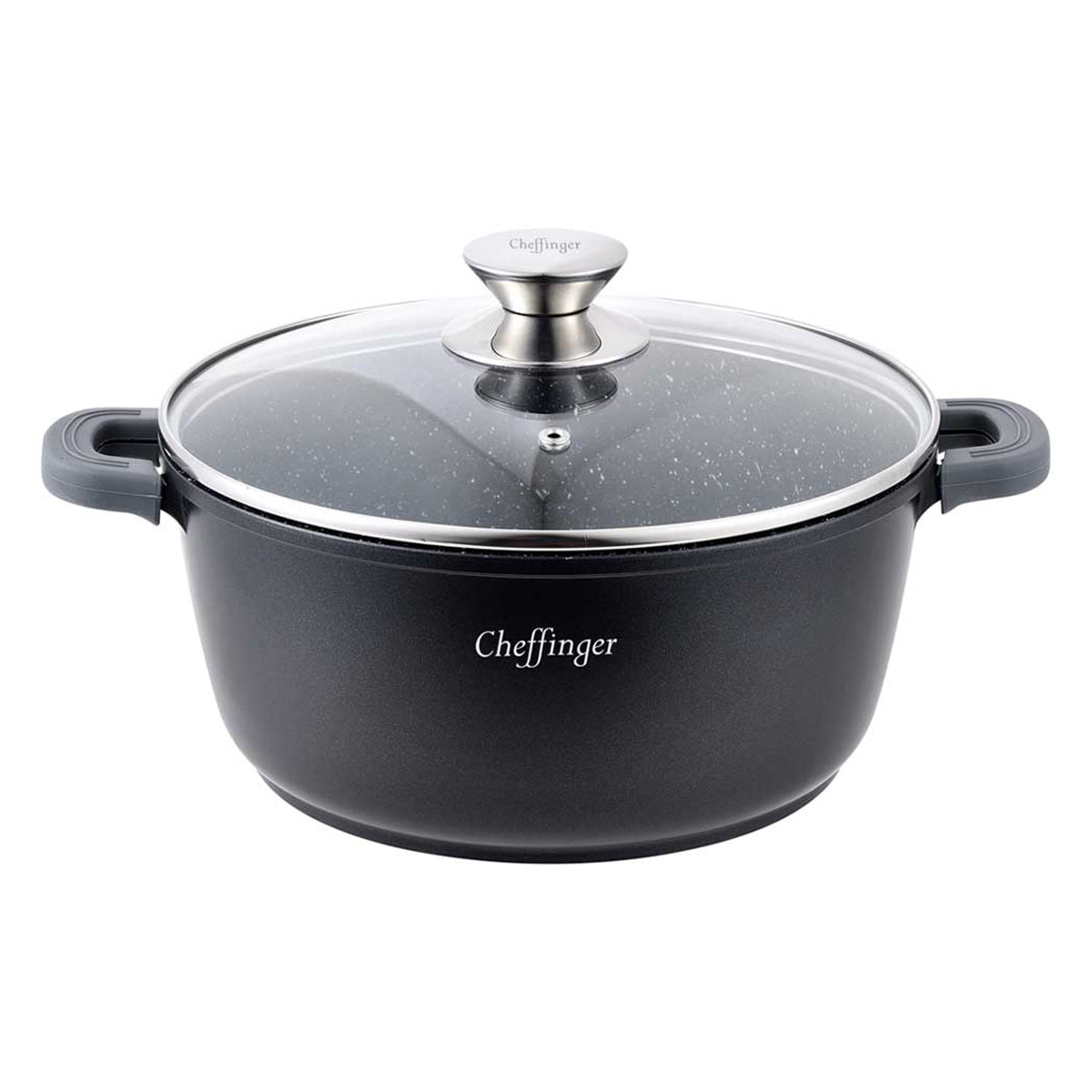 Cheffinger Braadpan met Deksel - 20cm - 2L - Zwart - Inductie