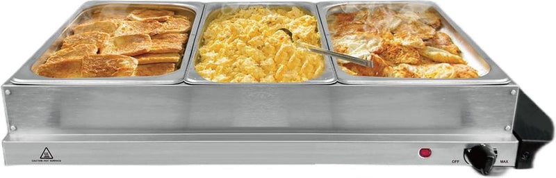 Clever Buffet warmer - Warming plate - Chafing Dish - Bain-marie - Food warmer - 3x2.4L - Stainless Steel 