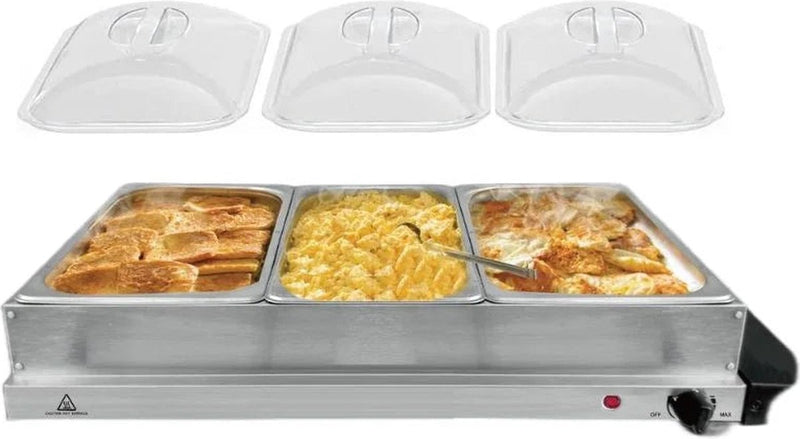Clever Buffet warmer - Warming plate - Food warmer - 3x2.4L - Stainless Steel
