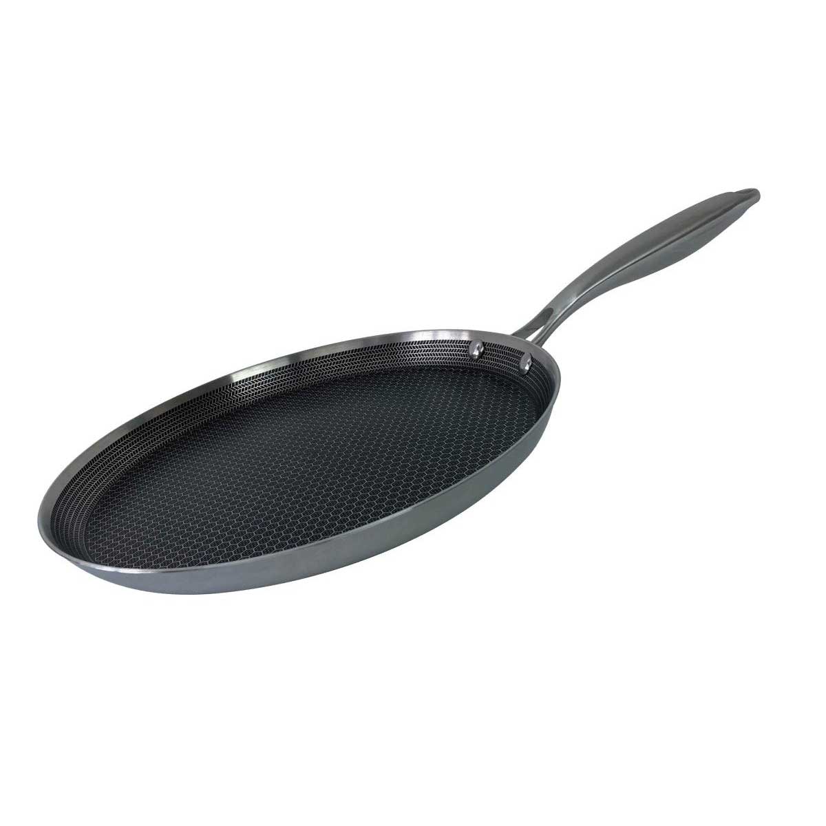 Cheffinger Crêpe- en Pannenkoekenpan - 28cm - RVS - Honingraat - Inductie - Pizza Pan – productafbeelding