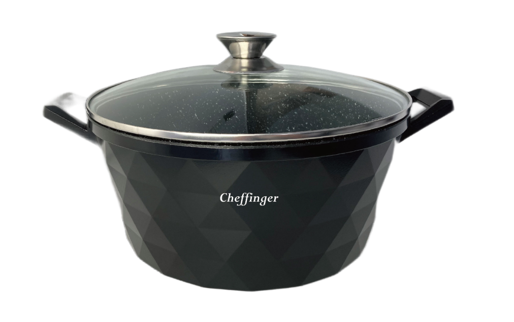 Cheffinger Diamond Braadpan met Deksel - 32cm - Zwart - Inductie