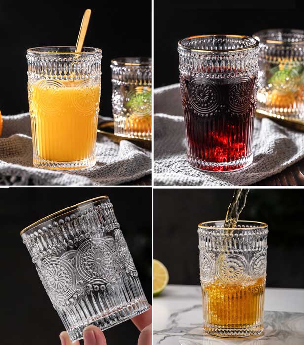 Clever Drinking Glasses - Set of 4 - Water Glasses - 300ml - Juice Glasses 